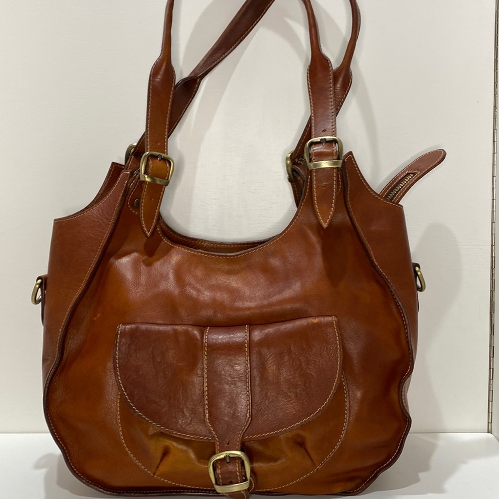 ANONIMO FIORENTINO Large Brown Leather Hobo (Made in Italy)